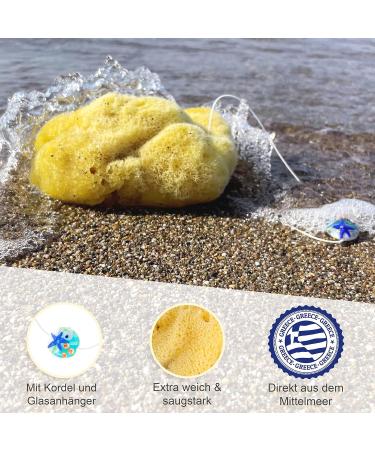 Natural Bathing Sponge - Tom & Pat Silk Sponge with Cord & Glass Trailer | Premium Quality Ideal Baby Sponge & DIY Natural Soap eBook - Buy Online on GoSupps.com