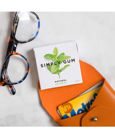 Simply Gum Natural Chewing Gum - Spearmint, 15 Count Pack | Organic, Vegan, Sugar-Free - Buy Online on GoSupps.com
