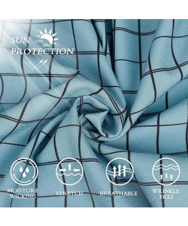 Lesmart Men's Light Blue Plaid Golf Pants | Stretchy & Breathable | 46W x 32L - Buy Online on GoSupps.com