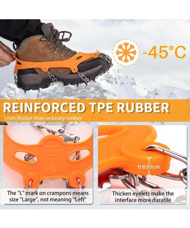 Miracol Ice Cleats 23-Spikes Snow Grips for Men Women Kids - Anti-Slip Traction Crampons for Hiking, Walking, Jogging - Medium Size, Orange - Buy Online on GoSupps.com