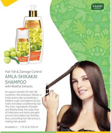 Vaadi Herbals Hair Growth Shampoo - Amla Shikakai 350ml | Anti Hairfall, Damage Control & Dandruff Treatment - Buy Online on GoSupps.com