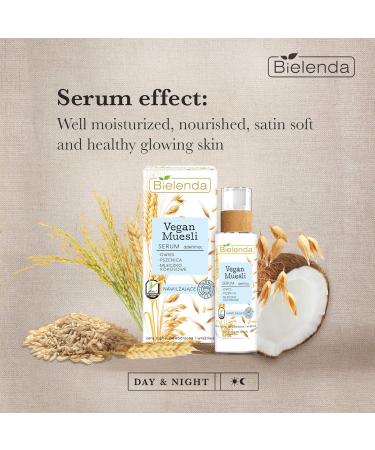 Bielenda Vegan Muesli - Effect Well Moisturized Nourished Satin Soft And Healthy Glowing Skin - Vegan Muesli Moisturizing Serum Oats + Wheat + Coconut Milk - 30 ml - Buy Online on GoSupps.com