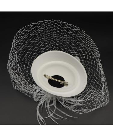 Umeepar Women's White Pillbox Fascinator Hat with Feathers & Veil - Perfect for Weddings & Tea Parties - Headband Clip One Size - Buy Online on GoSupps.com