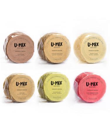 U-MIX Amaranth Wafers/Obleas Healthy Snacks Variety Packs Diet Friendly Snack VEGAN - PRESERVATIVE FREE SUGAR FREE SOY FREE DAIRY FREE (Green Matcha Chocolate Mixed Berries Cappuccino Coconut Dulce de Leche) (Variety 6) 2.11 Ounce (Pack of 6)