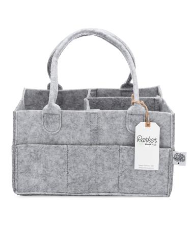 Parker Baby Diaper Caddy - Nursery Storage Bin and Car Organizer for Diapers and Baby Wipes - Grey Regular Gray