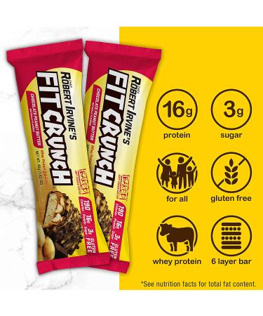FITCRUNCH Whey Protein Bars - Chef Robert Irvine - 18 Count Chocolate Peanut Butter - Buy Online on GoSupps.com