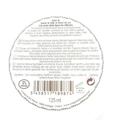Monoi de Tahiti Milking Grease for a Perfect Tan - Self-Tanning - Comptoir du Monoi - for Face and Body - Made in France - 125 ml pot - Buy Online on GoSupps.com