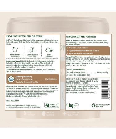 AniForte Mauke Horse Formula 1kg - Skin & Hoof Care Metabolism & Immune System Support Horse Care for Vital Skin & Wellness - Buy Online on GoSupps.com