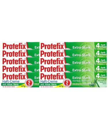 10x Protefix Adhesive Cream Aloe Vera Extra-Strong with wet adhesive power 40 ml piece