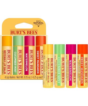 Burts Bees Freshly Picked Moisturizing Lip Balm Blister Pack for Unisex 4 x 0.15 oz Lip Balm Watermelon Sweet Mandarin Beeswax Cucumber Mint Multi-Color Freshly 1 count (Pack of 4) - Buy Online on GoSupps.com