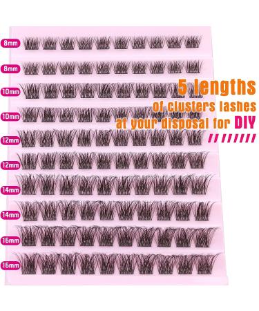 ALICROWN Wispy Cluster Lash Extension Kit - 120Pcs | DIY Eyelash Extensions 8-16mm | Fluffy & Natural Individual Lashes Cluster DIY at Home - Buy Online on GoSupps.com