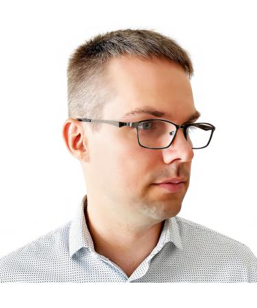 Elegant Mini Metal Reading Glasses - Rectangular Stainless Steel Frame | Free Case | Unisex 1.0 Diopters - Buy Online on GoSupps.com