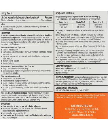 Rite Aid Nicotine Gum 4mg - 100 Count | Fruit Flavor | Quit Smoking Aid - Buy Online on GoSupps.com