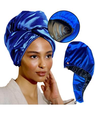 SMPL Objects satin hair towel for women satin-hair ploping towel for curly hair-satin hair towel for wet hair (ultramarine) ultramarin blue/excursion single-colored (GetaWay Solids)