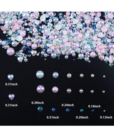 Buy White Pink Flatback Pearls & AB Resin Nail Rhinestones - Multi Sizes for Makeup Manicure & DIY Crafts - Buy Online on GoSupps.com