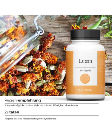 Buy Phytochem Lutein 90 Capsules - High Dose Vegan Carotenoid 50mg Daily Additive-Free 45 Days Supply - International Shipping - Buy Online on GoSupps.com