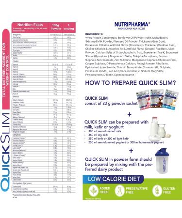 Quick Slim High Protein Meal Replacement Shakes for Weight Loss - Keto Low Carb Gluten Free Strawberry Cream - 1 Serving - Buy Online on GoSupps.com