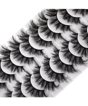 wiwoseo False Eyelashes Mink Fluffy Lashes Dramatic Fluffy Volume Eyelashes Cat Eyes Lashes 3D Effect Long Thick False Lashes 10 Pairs Pack
