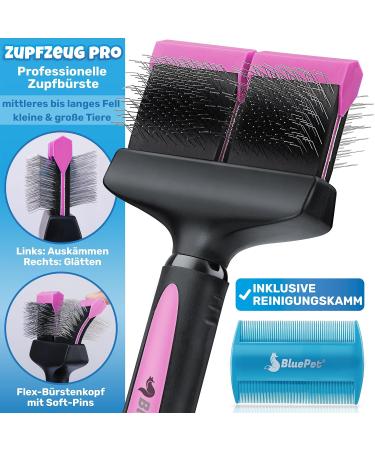 Bluepet Professional Long Hair Dog Brush | Gentle Plucking Brush for Dogs & Cats - Removes Mats & Knots - Large Pink - Buy Online on GoSupps.com