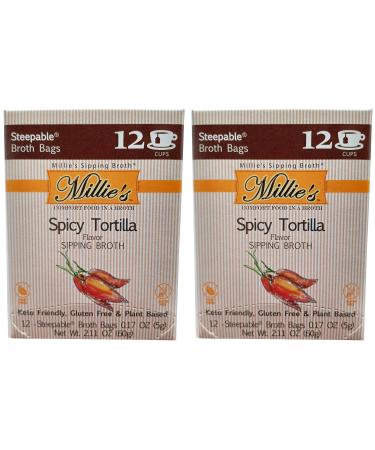 Millie's All Natural Organic Gluten-Free Vegetable Sipping Broth 12 Tea Bags each Spicy Tortilla (2-Pack)