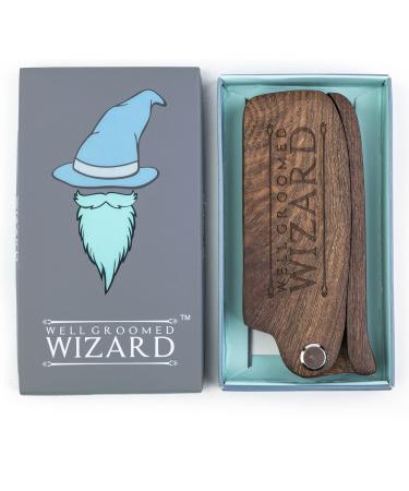 Sandalwood Folding Beard Comb - Anti-Static Wooden Grooming Tool for Men - Buy Online on GoSupps.com