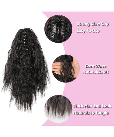 Meiriyfa Short Black Ponytail Extension - Curved Clip-In Heat-Resistant 40cm for Daily Use - Artificial Hair - Buy Online on GoSupps.com