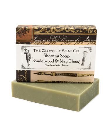 Clovelly Soap Co Natural Handmade Shaving Soap Bar with Sandalwood & May Chang for all Skin Types 100g