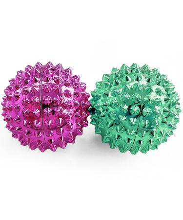 2x DBT skills hedgehog ball |Magnetic high stress acupressure ball |For stress relief or massage |for tension and for more mobility and concentration (pink/green) pink/green 32 mm