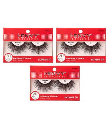i-Envy 3 Pairs False Eyelashes 3D Glam Collection Multi-angle & Volume Extreme Lashes 3 PACK KPEI31