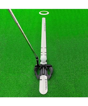 MAZEL Golf Putting Alignment Rail,Golf Trainer Aid for Putting Green,Precision Distance Control & Instant Feedback Alloy Steel Putting Alignment Rail, Putting Ring, Practice Ball