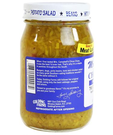 Golding Farms Mrs. Campbell's Sweet Southern Chow Chow Relish - 16 oz Glass Jar - Buy Online on GoSupps.com