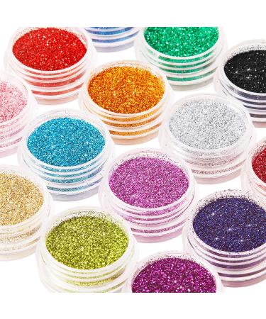 16 Colors Holographic Nail Glitter Sequins Powder Holo Laser Cosmetic Festival Powder for Face Body Eye Festival Hair with 6 Small Brushes - Buy Online on GoSupps.com