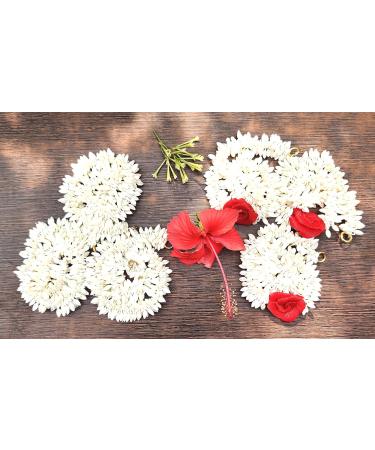 Buy Handmade Artificial Flower Gajra Veni Garland 12-Piece Set of 6 Red & 6 White 13-Inch Hair Accessories for International Shipping - Buy Online on GoSupps.com