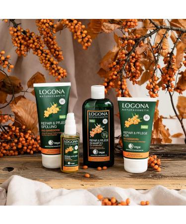 LOGONA Natural Cosmetics Sea Buckthorn Hair Oil - Organic Intensive Repair for Dry Damaged Hair - 75 ml - Buy Online on GoSupps.com