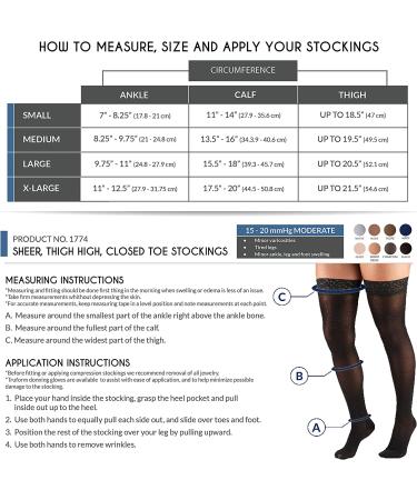 Truform Sheer Compression Stockings 15-20 mmHg Women's Thigh High 20 Denier Nude - Size Large - Buy Online on GoSupps.com