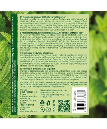 Milva Shampoo for Oily Hair with Nettle Extract - 500 ml Natural Shampoo - Oil-Reducing and Anti-Dandruff Shampoo for Men and Women - Care for Oily Hair - Volume & Shine Shampoo - Buy Online on GoSupps.com