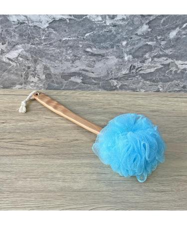 Shower Loofah Body & Back Scrubber | Exfoliating Luffa Bath Brush | Long Wooden Handle | Men & Women | Easy Reach | 2 Pack Blue - Buy Online on GoSupps.com