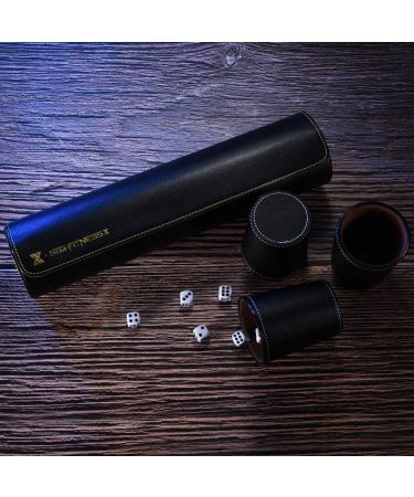 Premium Leather Dice Cup Set - 5 Cups, 25 Dice, Faux Leather Case with Magnetic Closure - Buy Online on GoSupps.com