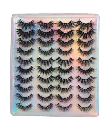 20 Pairs False Eyelashes 10 Styles Natural Wispy Look Fake Eyelashes 18-20mm 3D Fluffy Crossed Faux Mink Lashes Pack Handmade Soft and Lightweight Eyelashes Multipack Cat eye&Round Shape by Boahankuke D - 20 Pairs 10 Styles