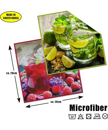 Microfiber Glasses Cleaning Cloths Pack of 2 20x20cm Fruit Motif for Streak-Free Shine - International Shipping - Buy Online on GoSupps.com
