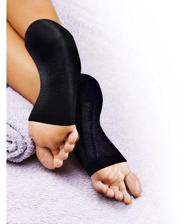 Copper Infused Foot Compression Sleeves for Plantar Fasciitis with Doctor Written Handbook - Black (PAIR) - Buy Online on GoSupps.com
