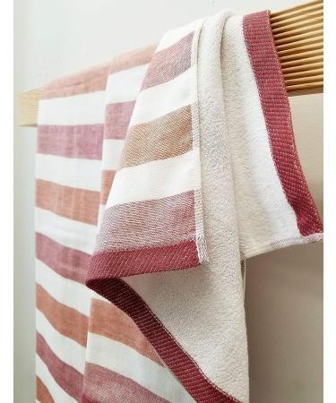 IPPINKA Senshu Japanese Towel - Ultra Soft & Quick-Drying Two-Tone Stripes - Red (Wash/Face Towel) - Buy Online on GoSupps.com