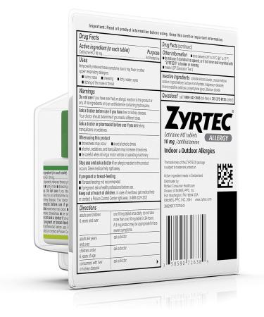Zyrtec 24 Hour Allergy Relief Tablets 10 mg - 45 ct - Buy Online on GoSupps.com
