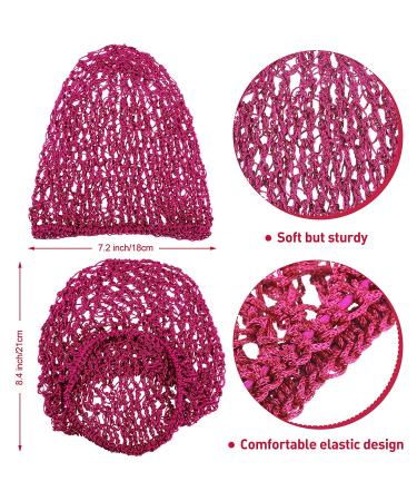 3-Piece Mesh Hair Net Rayon Crochet Snood Hat Set in Orange Red Pink Rose - Buy Online on GoSupps.com
