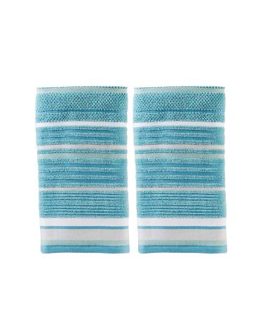 SKL Home by Saturday Knight Ltd. Seabrook Stripe 2-Piece Hand Towel Set Teal 2 Count