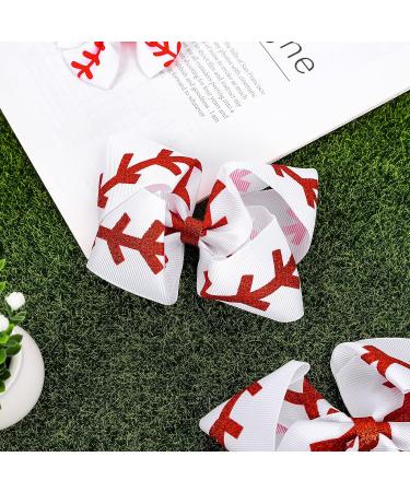 Whaline 2Pcs Softball Glitter Hair Bow Clips - Red and White Baseball Cheer Accessories for Girls - Buy Online on GoSupps.com