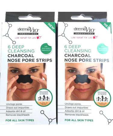 Derma V10 Deep Cleansing Charcoal Nose Pore Strips Blackhead Removal (Twin)
