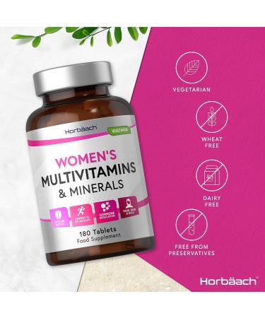 Women's Multivitamins with Iron, Calcium, Biotin, Folic Acid, Vitamins D3, B3, B6 & B5 | 180 Vegetarian Tablets by Horbaach - Buy Online on GoSupps.com