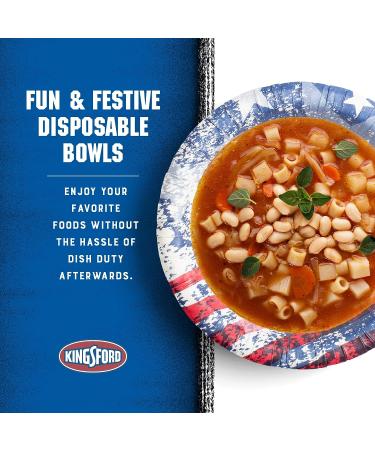 Kingsford Heavy Duty 16 oz Paper Bowls - 40 Count | Microwave Safe Disposable Bowls for Barbecues & Holidays | American Flag Patriotic Design - Buy Online on GoSupps.com