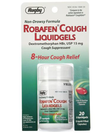 Robafen Cough Liquidgels Dextromethorphan HBr USP 15mg 20 Liquidgels (4 Packs) by Robitussin Coughgels